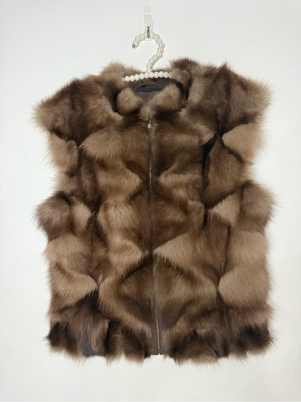 Vintage Luxury Brown Fox Fur Vest
